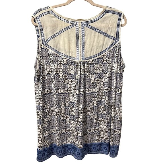 Eliane Rose Blue & Multi Geometric Sleeveless top  1X blouse - Picture 9 of 12